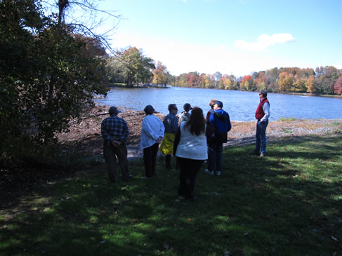 At the lake dam.